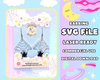 Spinnennetz Ohrringe SVG, Laser bereit SVG, Acrylohrring SVG, Glowforge bereit Schnittdatei, Halloween Ohrring svg, Gruselige Ohrring svg