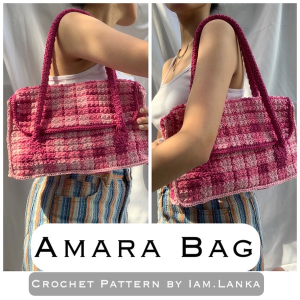 Patron de sac au crochet | Amara Bag Crochet Pattern / Sac à bandoulière à carreaux