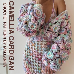 Camellia Cardigan Crochet Pattern (English)| Intermediate pattern