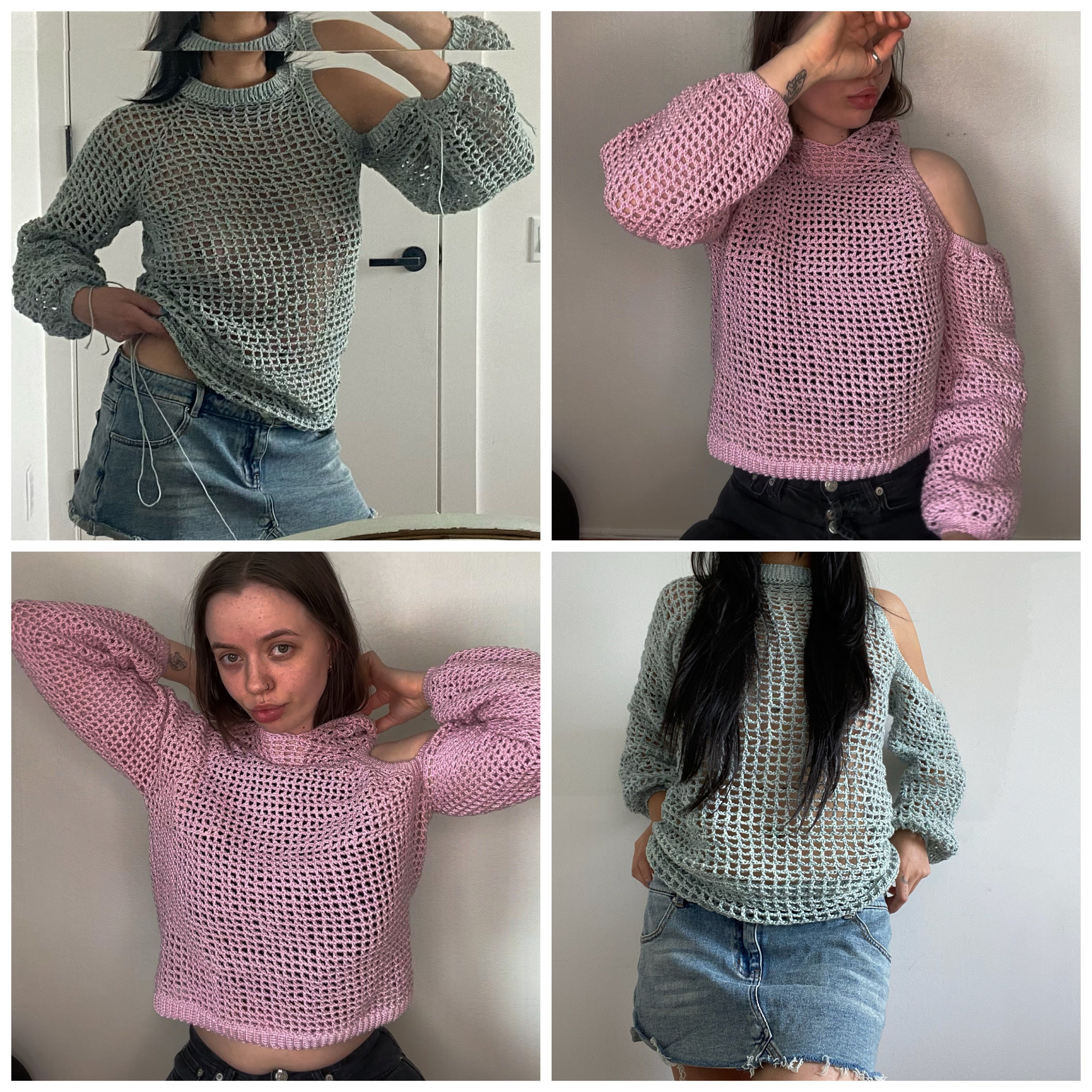 Jaring Crochet Mesh Sweater Shrug Pattern | Hooded Top (PDF Pattern) - Etsy