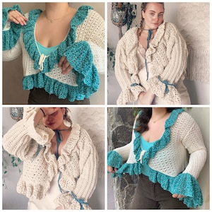 Lacey Dream Cardigan Crochet Pattern Intermadiate/ Size Inclusive/ Crochet mesh cottage core vintage cardigan image 10