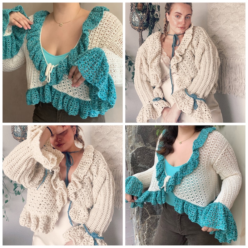 Lacey Dream Cardigan Crochet Pattern Intermadiate/ Size Inclusive/ Crochet mesh cottage core vintage cardigan image 10