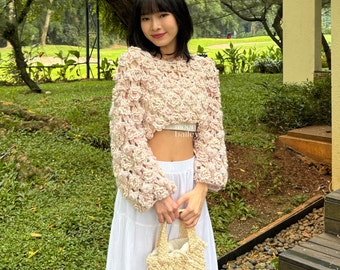 Camellia Sweater Crochet Pattern (English)| Intermediate pattern