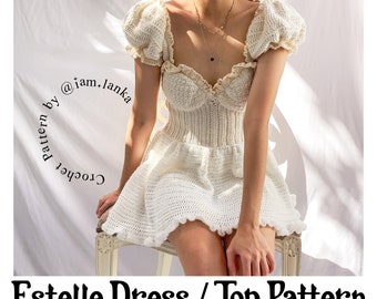 Crochet Dress PATTERN| Estelle Dress / Top Crochet Pattern | Cottagecore Dress | Size Inclusive Puffy Sleeves Dress