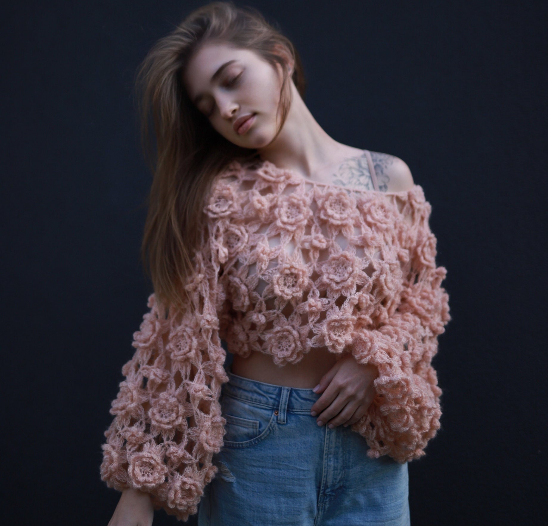 Camellia Sweater Crochet Pattern (english)| Intermediate Pattern