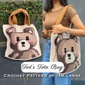 Crochet Bag Pattern Crochet Tote Bag Ted's Tote Bag Crochet Pattern image 1