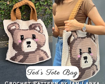 Taschenmuster häkeln | Gehäkelte Einkaufstasche | Ted's Tote Bag Häkelanleitung