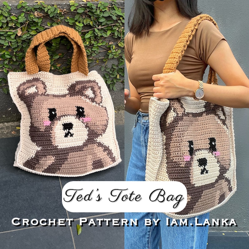 Crochet Bag Pattern Crochet Tote Bag Ted's Tote Bag Crochet Pattern image 1