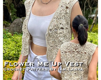 Crochet Pattern PDF File | Crochet Vest Pattern | Flower Me Up Vest | Size Inclusive Beginner Friendly | Cottagecore Vest