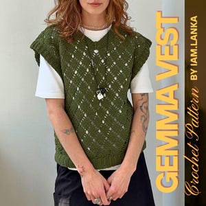 Haakpatroon Gemma-vest \ maat inclusief gehaakt vestpatroon met videotutorials, patroon gehaakt vest heren \ Gehaakte uniseks kleding
