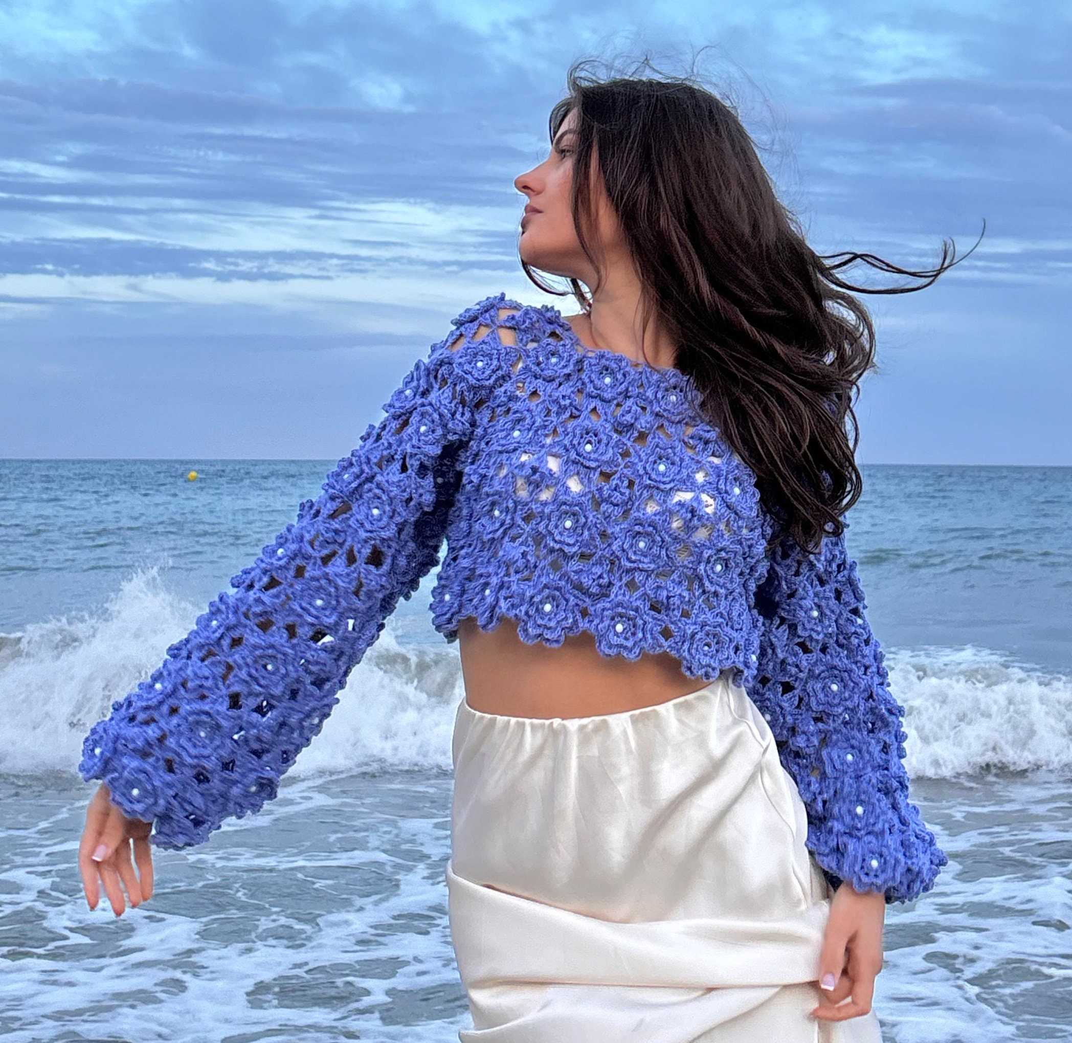 Camellia Sweater Crochet Pattern (english)| Intermediate Pattern