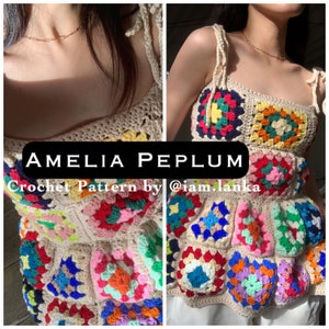 Amelia Peplum Crochet Pattern | granny square dress , peplum top , easy crochet , beginner friendly , size inclusive