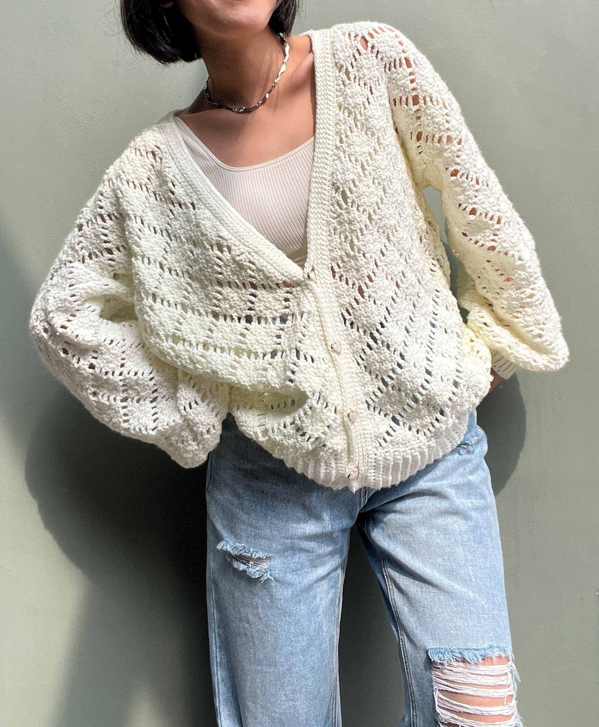 Puff Sleeve Cardigan - Etsy Puff Sleeve Cardigan - Etsy