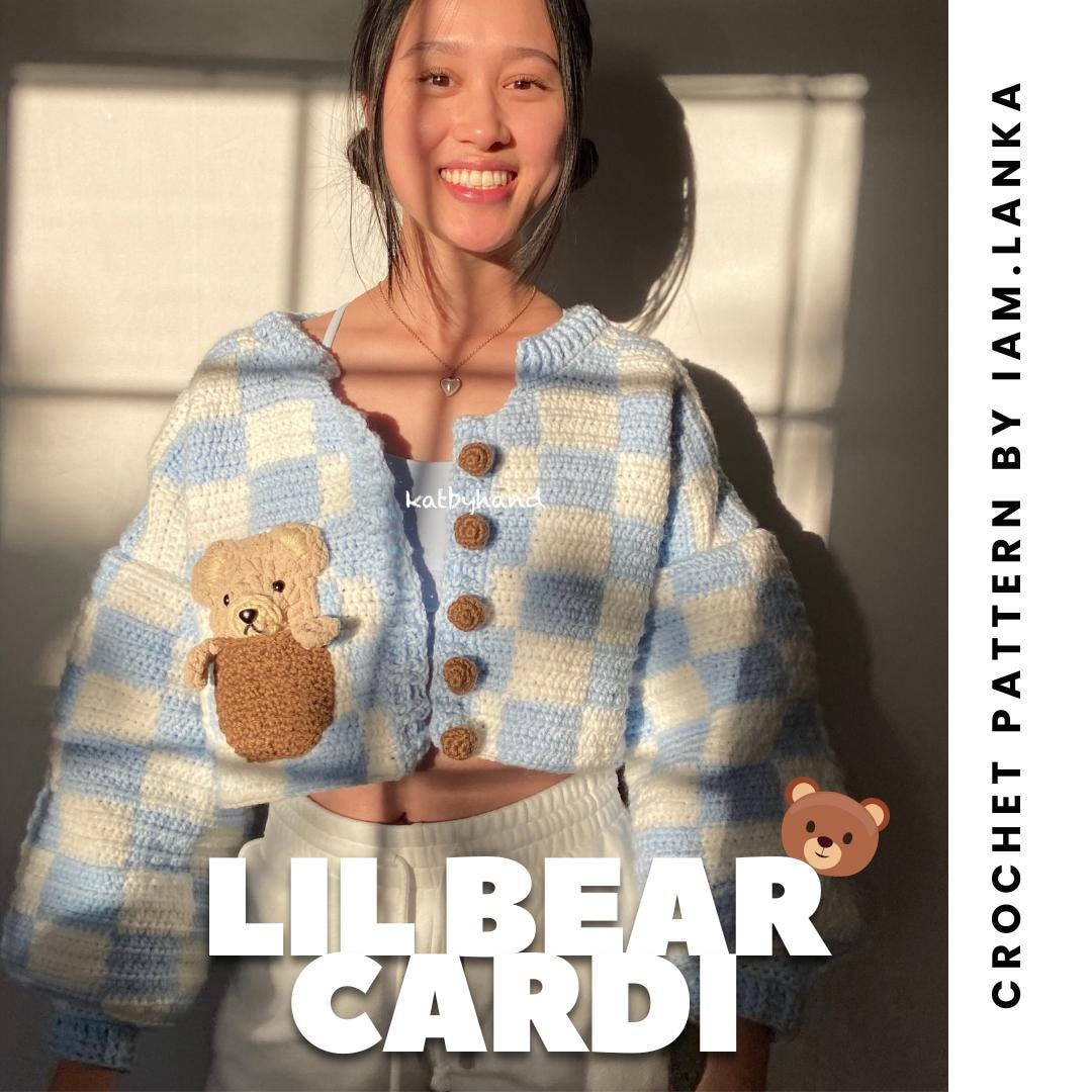 【GRAVER】Small Bear Embroidery Smile Knit Cardigan GRAVER(グレーバー) - [UNISEX]Flower Bear Smile Embroidery