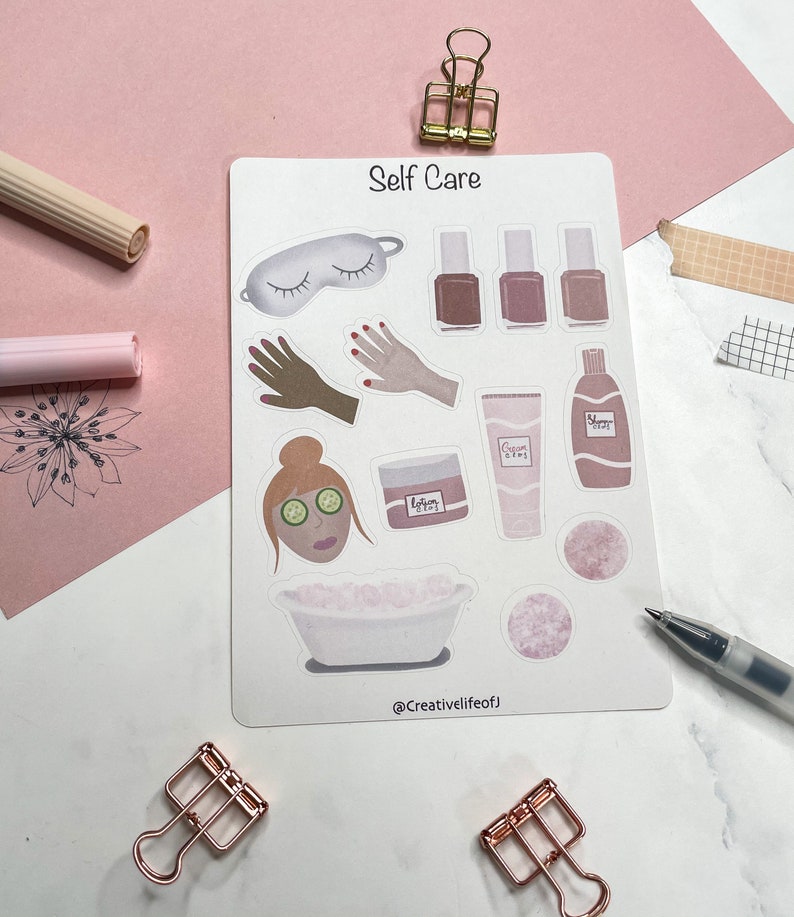 Self Care Sticker Sheet, Bullet Journal Stickers, Journal Stickers ...