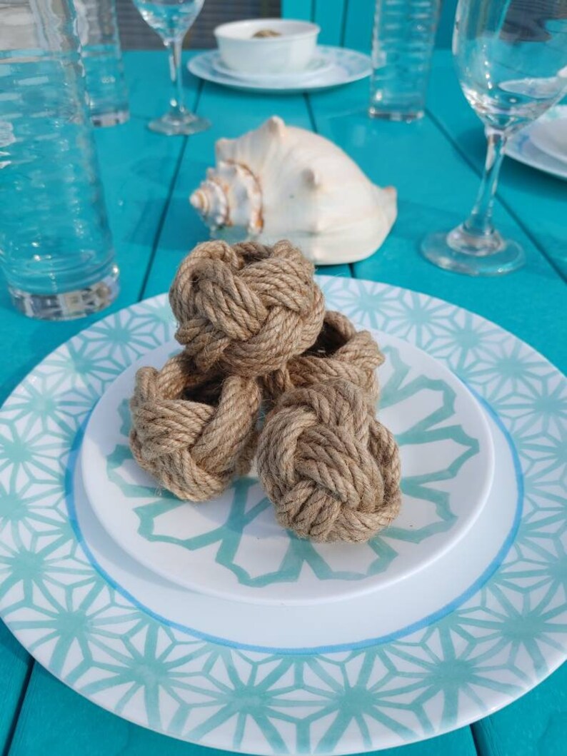 Nautical Napkin Rings Jute Napkin Rings Turks Head Etsy