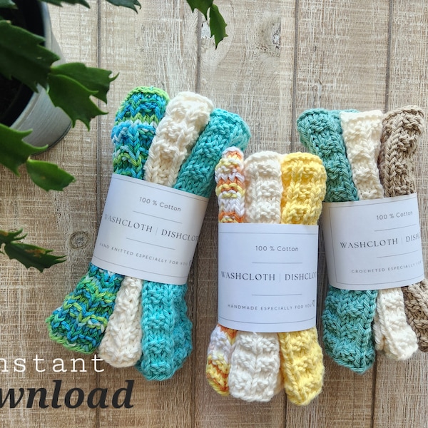 Wash/Dish Cloth Product Label | PDF Digital Download | READY-2-PRINT Label | Hand Knit/Crochet/Handmade Wrap Label