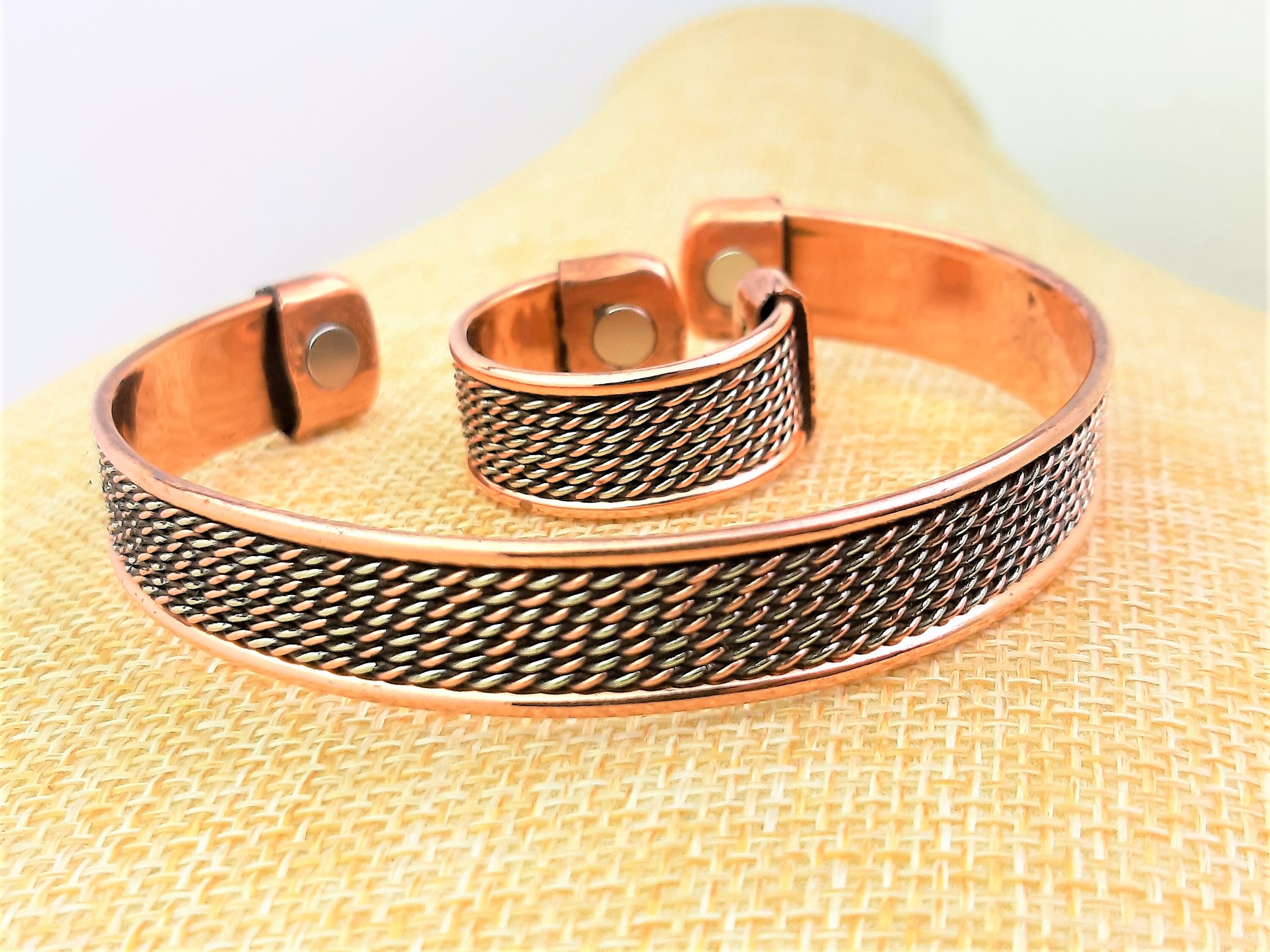 Bracelet à tricoter en cuivre, Bracelet manchette en cuivre naturel, Bracelet en cuivre fait