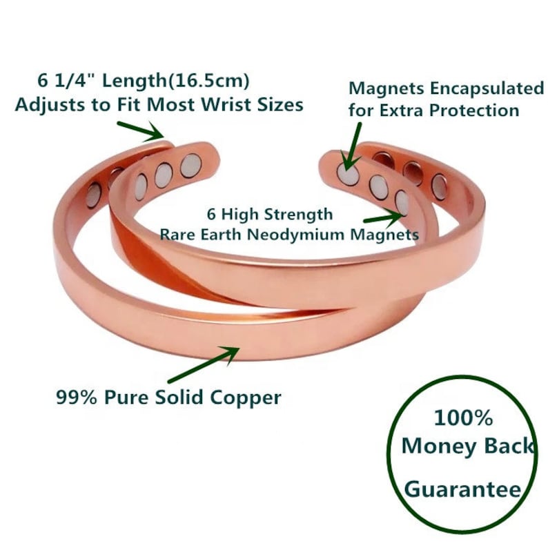 Pure Copper Adjustable Bracelet With 6 High Quality Etsy UK