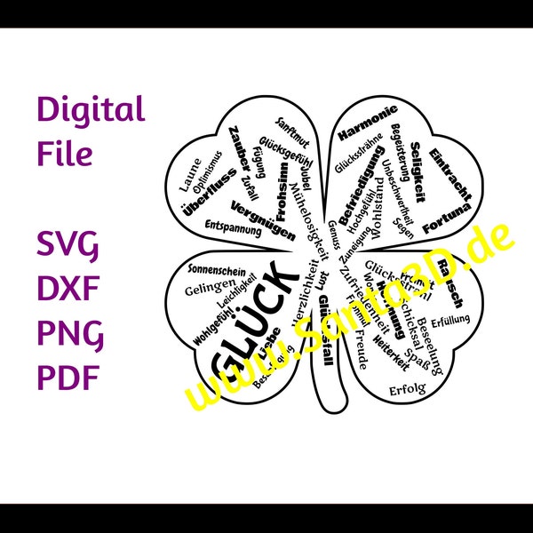 Plotter file Lasern SVG lucky cloverleaf engraving