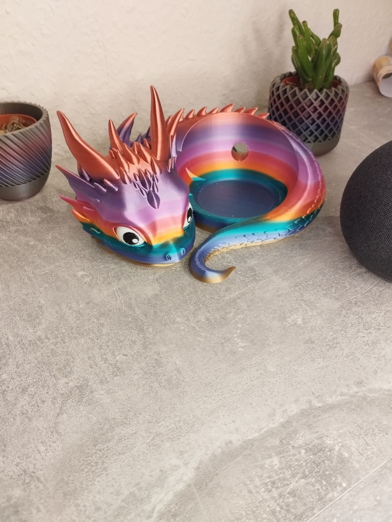 Drache Stand für Alexa Echo Dot 4 und 5 geniales Design Rainbow Bild 1