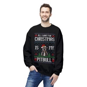 Ugly Christmas Sweatshirt Pitbull Weihnachten Sweater Pullover für Weihnachten Schwarzer Humor Unisex Weihnachts Outfit Geschenk xmas