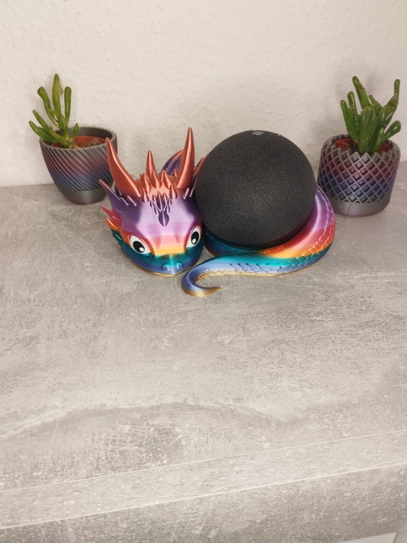 Drache Stand für Alexa Echo Dot 4 und 5 geniales Design Rainbow Bild 2