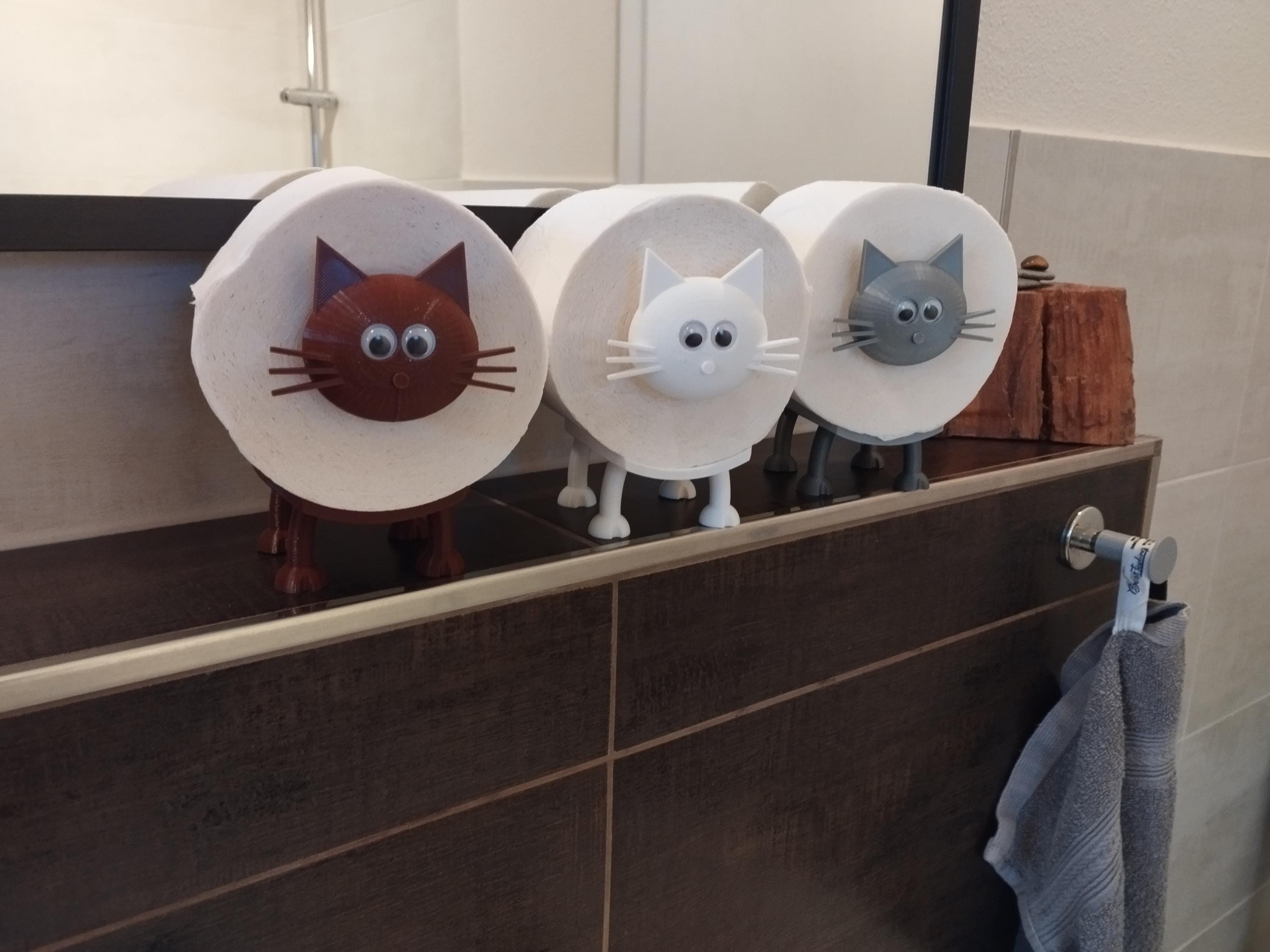 Lustiger Katzen-Toilettenpapierhalter – Freistehend, Schwarze Katze, Aus ABS, Kein Montage Nötig
