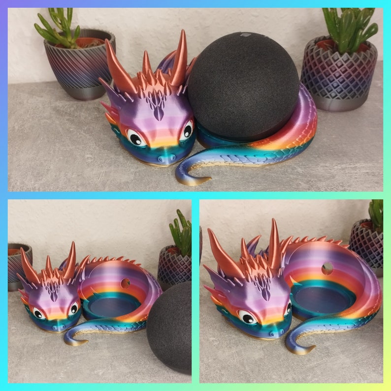 Drache Stand für Alexa Echo Dot 4 und 5 geniales Design Rainbow Bild 3