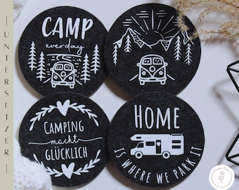 Camping coasters | Motorhome | Camping | Glass coasters | Caravan | Gift