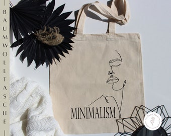 Minimalism | Line art | Baumwolltasche | Jutebeutel | langer Henkel | mit Spruch | Minimalistisches Design | Outfit | Hingucker | modern