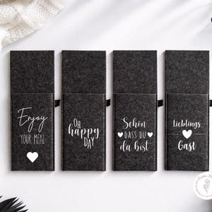 Bestecktasche aus Filz mit Sprüchen | Besteckhalter | Platzset | Gedeckter Tisch | Tischdeko | personalisiert | Geschenk | Küchenzubehör