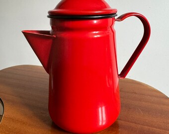 Falcon Red Enamel Coffee Pot Tea Pot