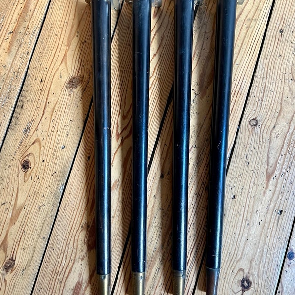 Original Mid Century Black Dansette Table Legs x4 with New Fixing Plates