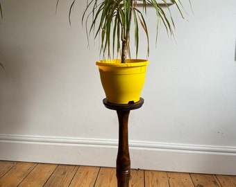 Small Vintage Solid Oak Plant Stand Jardiniere