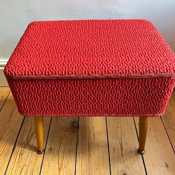 Vintage Sewing Box Cabinet Stool 1960s Dansette Legs