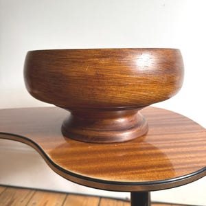 Vintage Teak Hand Turned  Wood Bowl Salad / Fruit