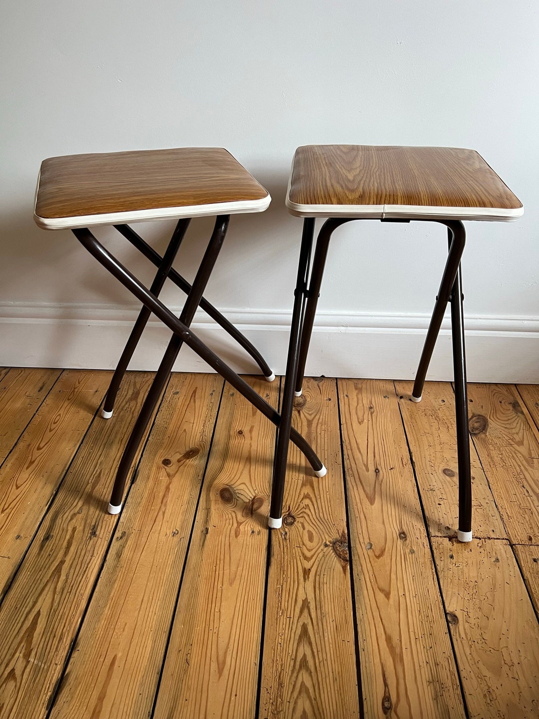 Vintage Folding Kitchen Stools matching Pair Etsy UK