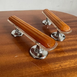 2 poignées de porte de cuisine art déco vintage en bakélite, paire de poignées d'armoires assorties