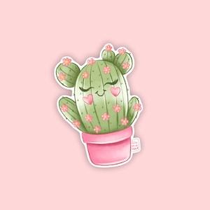 Cactus Sticker, Glitter Sticker, Flower Sticker, Planner Sticker, Journal Stickers, Cute Stickers Laptop Notebook, Gift, Pink Lover, Cactus