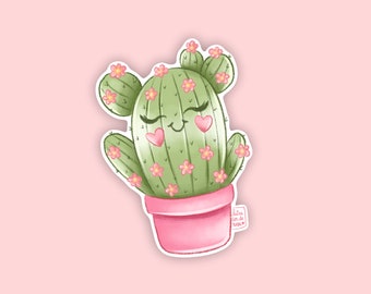 Cactus Sticker, Glitter Sticker, Flower Sticker, Planner Sticker, Journal Stickers, Cute Stickers Laptop Notebook, Gift, Pink Lover, Cactus