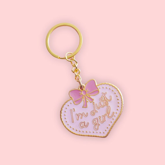 Coquette Keyring, Enamel Keyring, Quote Keychain, Heart Keychain, Tie Keyring, Enamel Charm, Enamel Keychain, Gift for Friend, Bag Charm