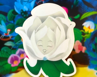 Wonderland White Rose Sticker | Golden Afternoon Flower | Alice in Wonderland | Ready to Gift