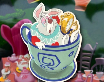 Wonderland White Rabbit Sticker | Waterproof Vinyl Decal | Disney's Alice in Wonderland | Ready to Gift