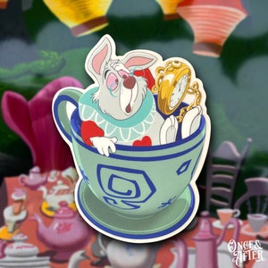 Wonderland White Rabbit Sticker | Waterproof Vinyl Decal | Disney&#39;s Alice in Wonderland | Ready to Gift