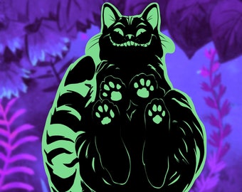 Cheshire Cat Glow in the Dark Sticker: Waterproof Vinyl Alice in Wonderland Decal