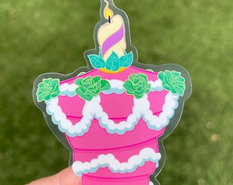Wonderland Unbirthday Cake Sticker: Mad Hatter Tea Party Decor