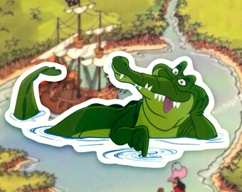 Peter Pan Crocodile Sticker | Tick Tock Transparent Waterproof Vinyl Disney Decal | Captain Hook Villain | Ready to Gift