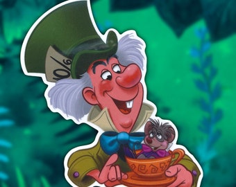 Mad Hatter & Dormouse Sticker | Alice in Wonderland Vinyl Decal