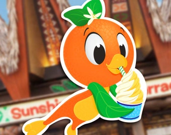 Orange Bird Dole Whip Sticker | Waterproof Vinyl Decal
